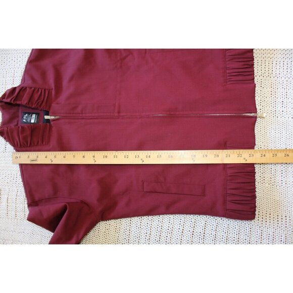 APL The Perfect Wool blend Bomber Women's Jacket Burgundy Size Medium Full Zip - Picture 3 of 12